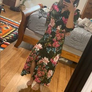 Bershka midi length flora button up dress XS
